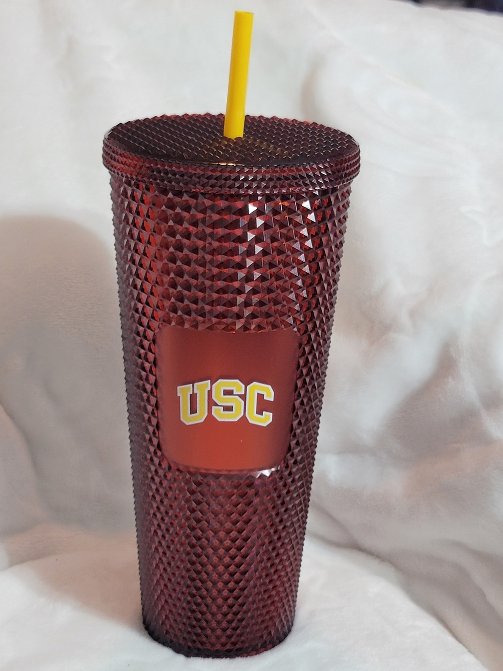 USC Starbucks Garnet Textured Tumbler with Yellow Straw - Collegiate Drinkware